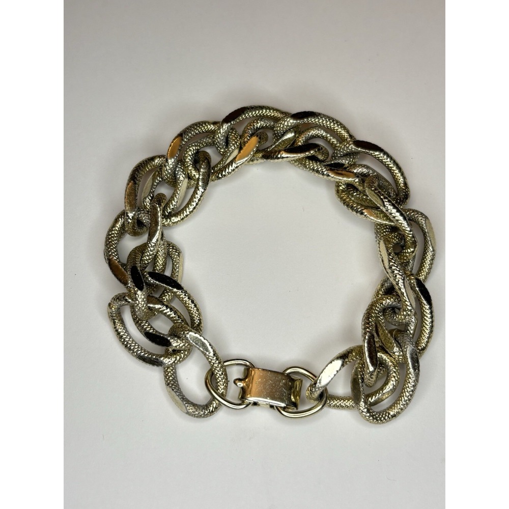 Lisner Silver Gold Tone Double Link Chain Bracelet 6 in  Modernist Vintage